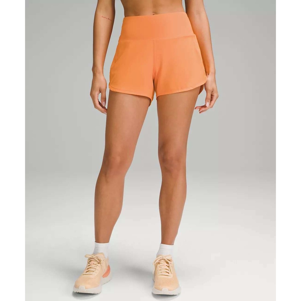 Lululemon Speed Up High-Rise Lined Short 4 Orange Womens Running Shorts Size 10